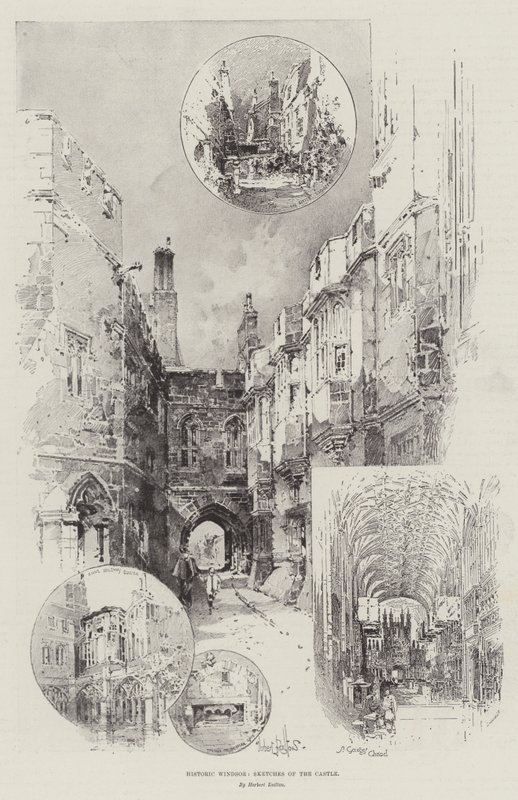 Windsor historique, croquis du château - Herbert Railton