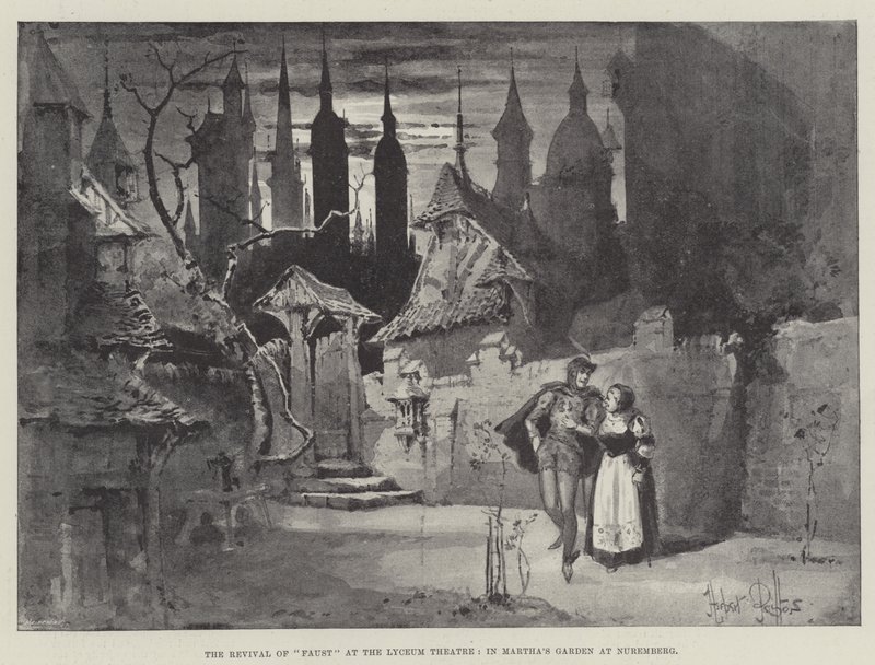 La reprise de Faust au Lyceum Theatre, dans le jardin de Martha à Nuremberg - Herbert Railton