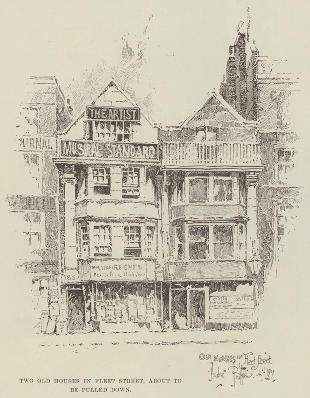 Deux vieilles maisons dans Fleet Street, sur le point d