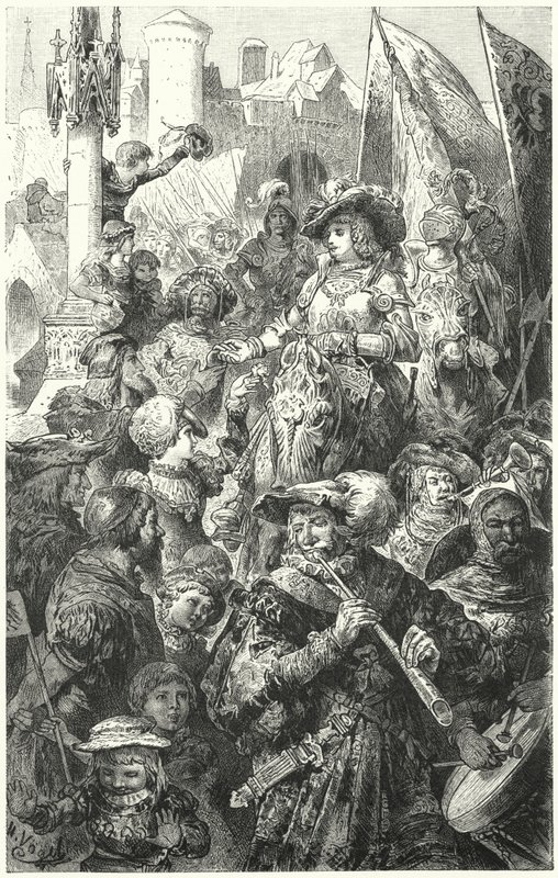 Procession de lansquenets partant pour la guerre, 16e siècle - Hermann Vogel