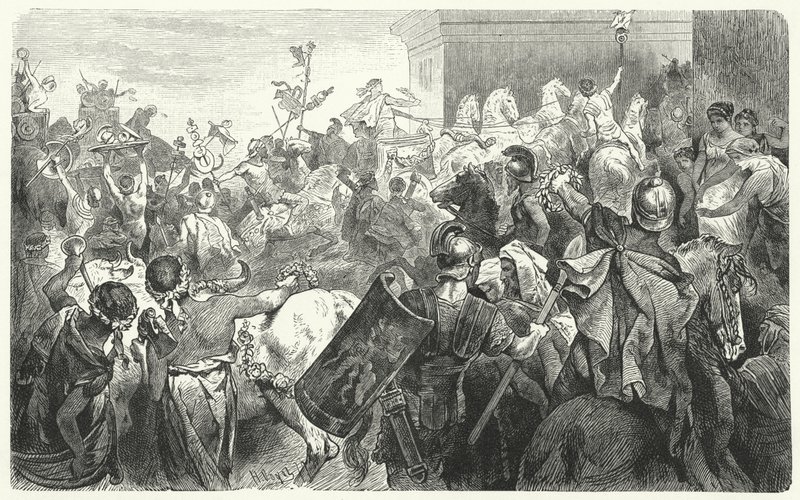 Triomphe de Scipion Émilien après la destruction de Carthage lors de la troisième guerre punique, 146 av. J.-C. - Hermann Vogel