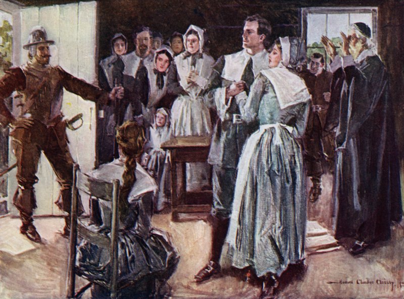 Illustration pour La Cour de Miles Standish par Henry Wadsworth Longfellow - Howard Chandler (after) Christy