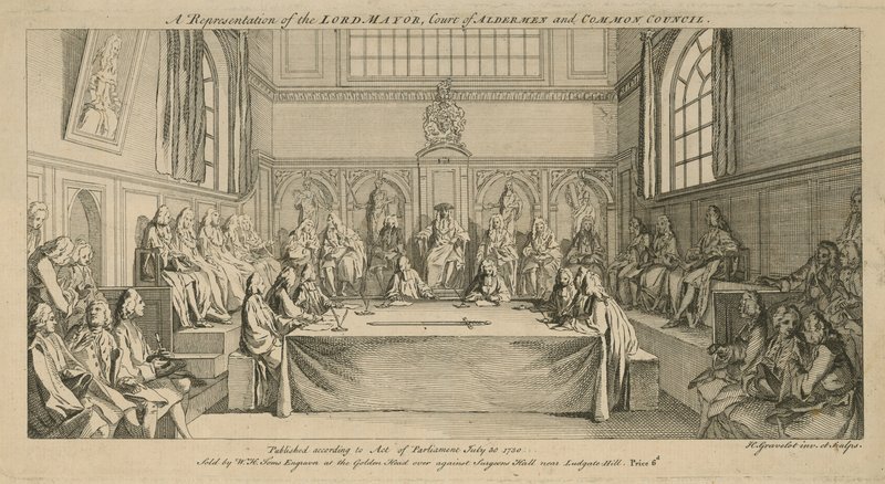 Une représentation du Lord Maire, cour des échevins et conseil commun - Hubert Francois Gravelot