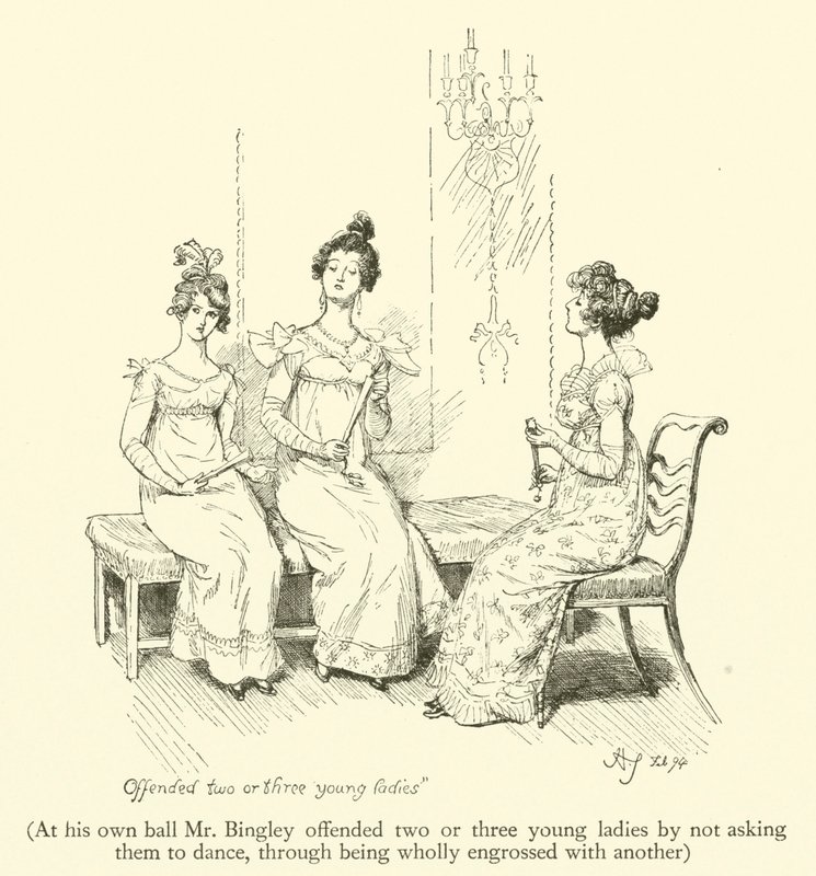À son propre bal, M. Bingley a offensé deux ou trois jeunes dames en ne leur demandant pas de danser, étant entièrement absorbé par une autre - Hugh Thomson