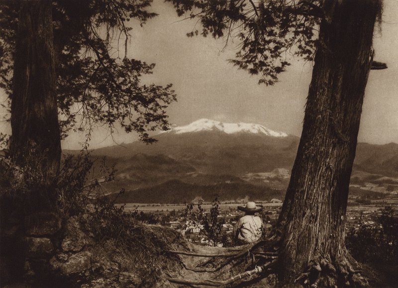 Mexique : Amecameca avec Iztaccihuatl (photo n/b) - Hugo Brehme