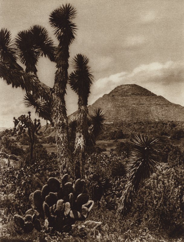 Mexique : San Juan Teotihuacan, Pyramide de la Lune (photo n/b) - Hugo Brehme