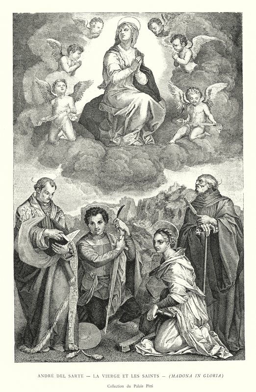 Andre del Sarte, La Vierge et les Saints, Madona in Gloria, Collection du Palais Pitti (gravure) - Italian School