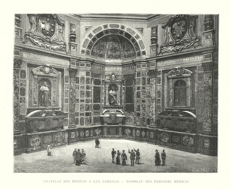Chapelle des Médicis à San Lorenzo, Tombeau des Derniers Médicis (gravure) - Italian School