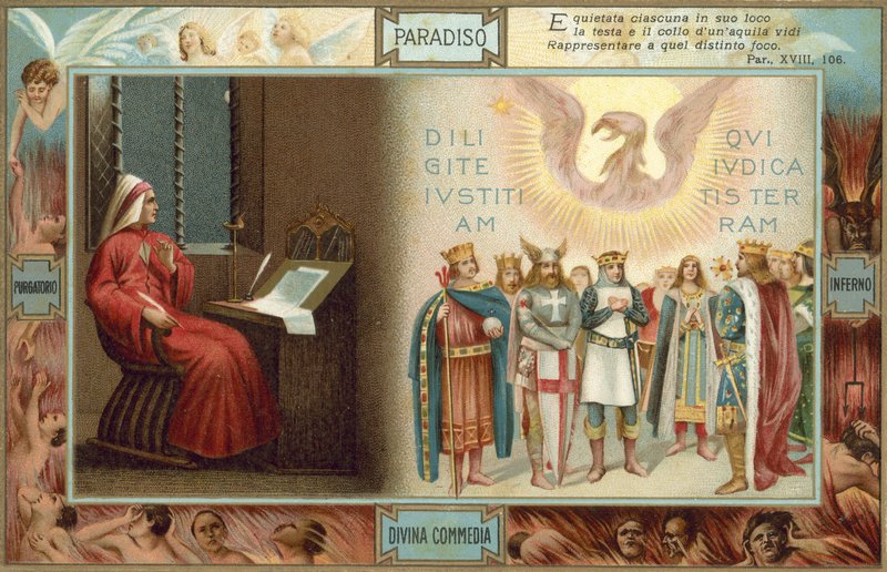 Illustration pour La Divine Comédie de Dante (lithographie couleur) - Italian School