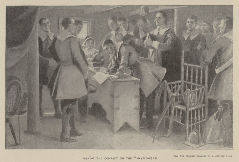 Signature du pacte sur le "Mayflower" - J. (after) Steeple Davis