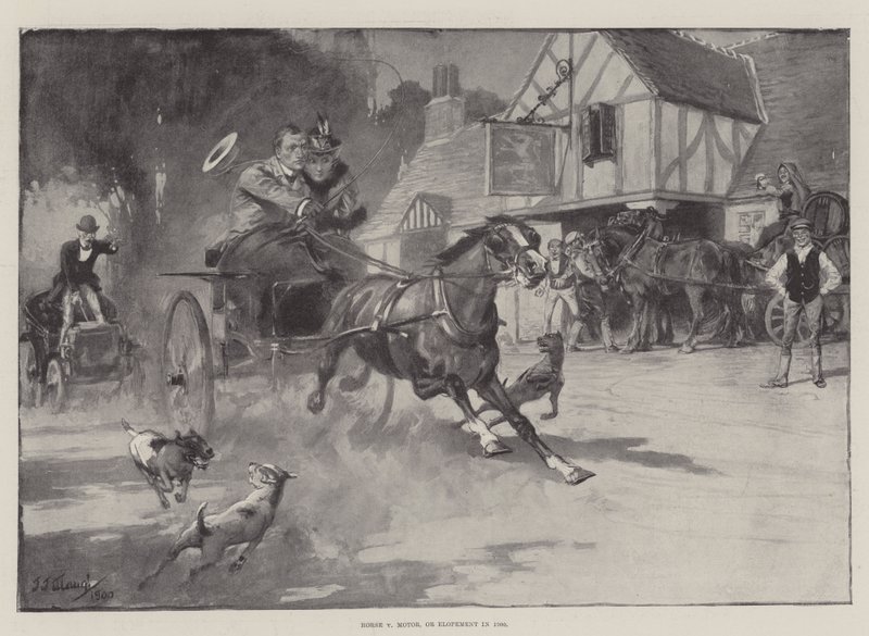 Cheval contre moteur, ou enlèvement en 1900 - J. J. Waugh