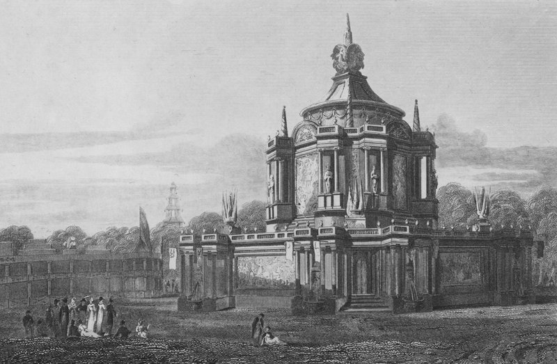 Temple de la Concorde, dans le Green Park, Middlesex, tel qu