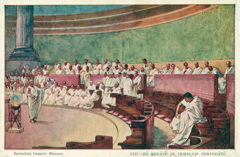 Cicéron attaquant Catilina au sénat de la Rome antique - J. Williamson
