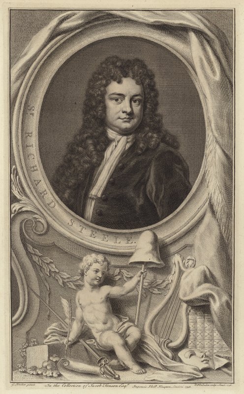 Sir Richard Steele, écrivain, dramaturge et homme politique irlandais, co-fondateur du magazine The Tatler (gravure) - Jacobus Houbraken