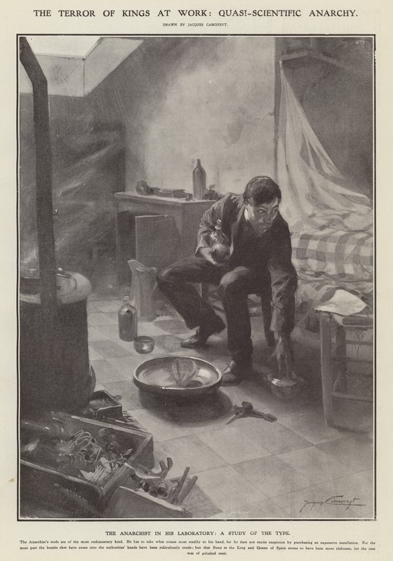La terreur des rois au travail : anarchie quasi-scientifique (litho) - Jacques Marie Omer Camoreyt