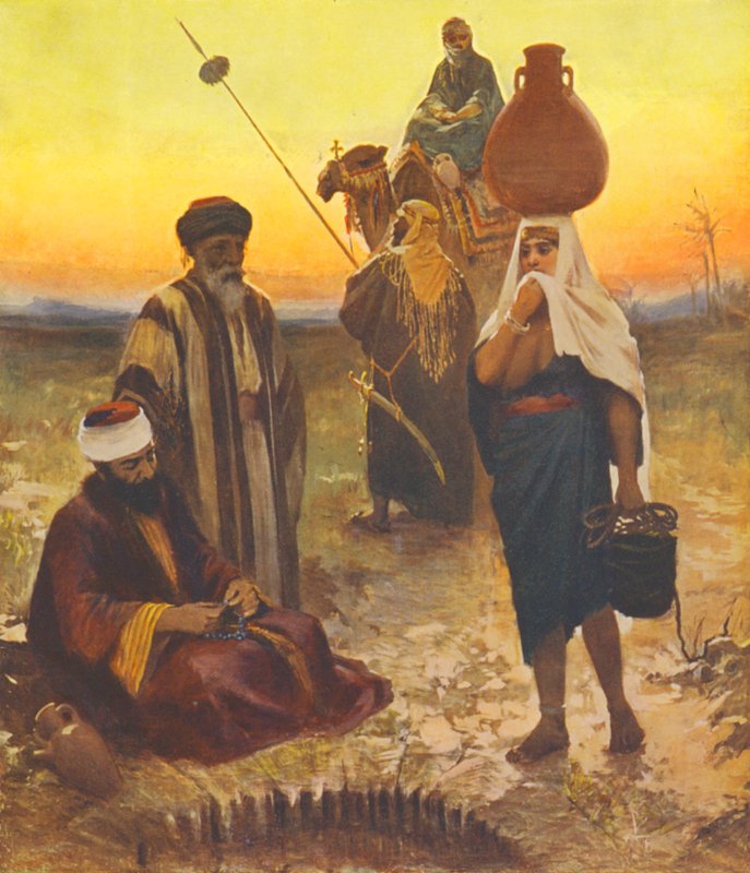 Terre Sainte : Soirée au puits (lithographie en couleur) - James (after) Clark
