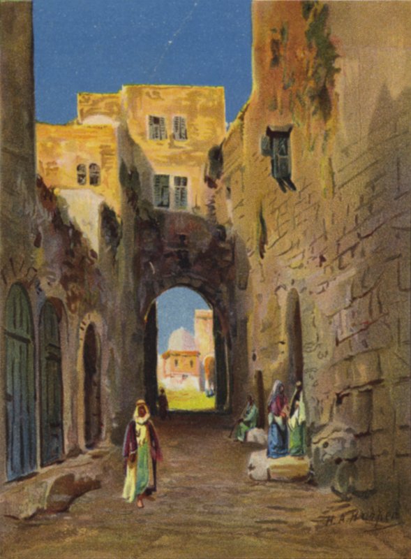 Rue menant à la zone du temple (lithographie en couleur) - James (after) Clark