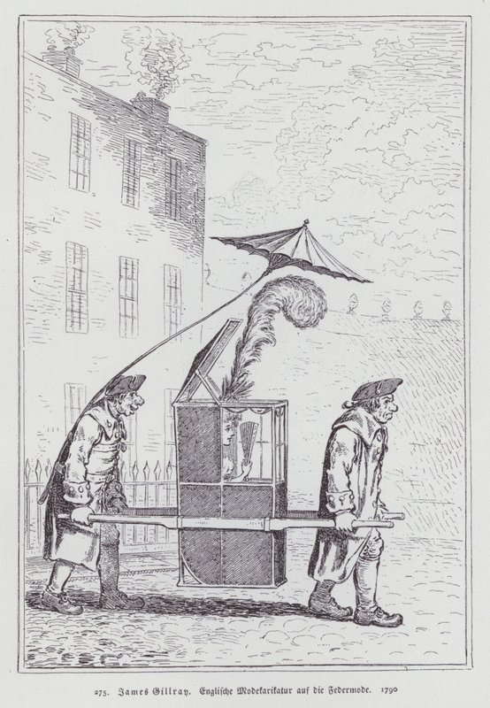 Dessin animé anglais se moquant de la mode des femmes portant des coiffes à plumes - James (after) Gillray