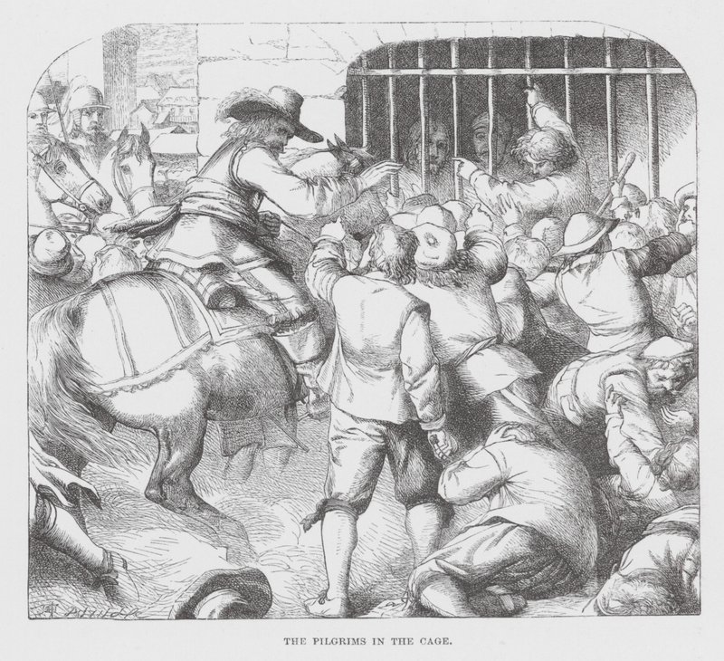 Les Pèlerins dans la cage (gravure) - James Dawson Watson