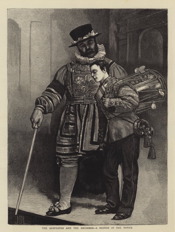 Le Beefeater et le batteur, une esquisse dans la tour - James Dromgole Linton