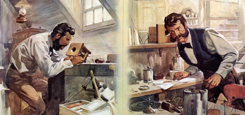 Le premier appel téléphonique (lithographie couleur) - James Edwin McConnell