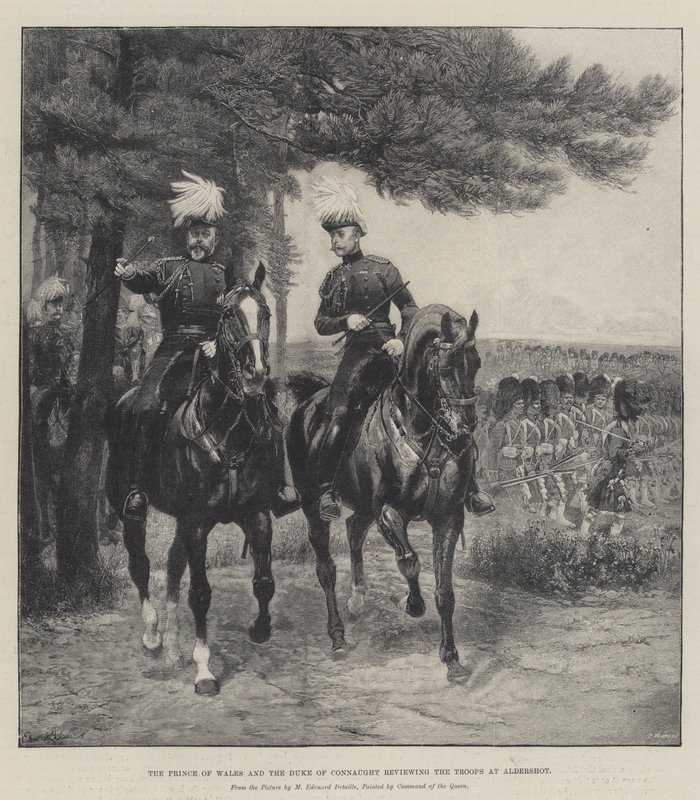 Le Prince de Galles et le Duc de Connaught passant en revue les troupes à Aldershot - Jean Baptiste Edouard Detaille