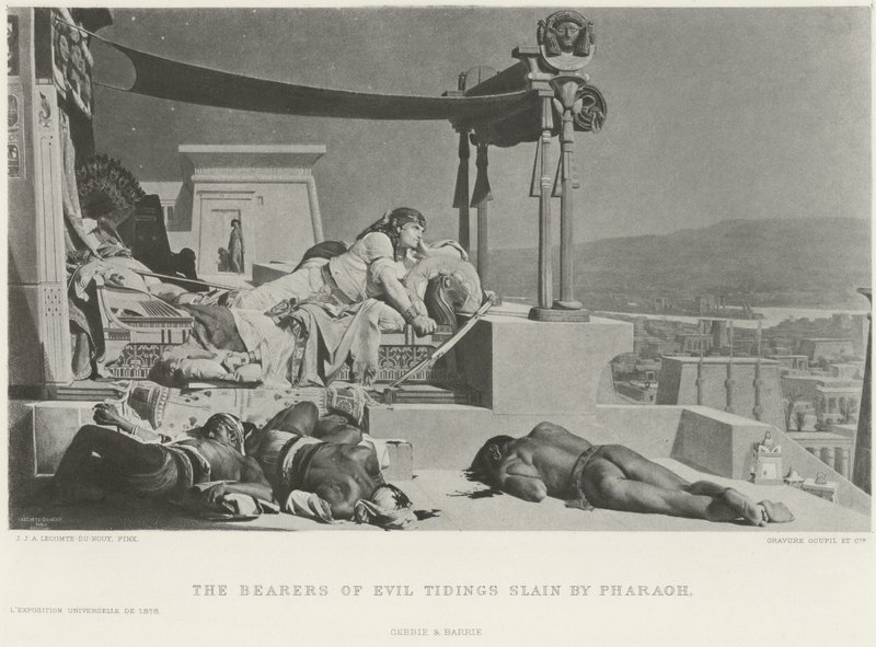 Les porteurs des mauvaises nouvelles tués par Pharaon (gravure) - Jean Jules Antoine Lecomte du Nouy