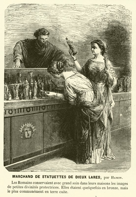 Vendeur de statuettes de Lares, divinités gardiennes romaines - Jean Louis Hamon