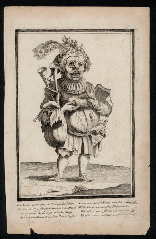 Homme portant une cornemuse et coiffé d