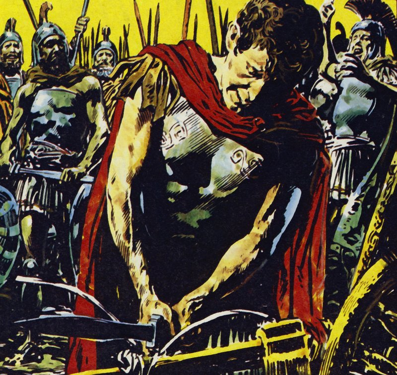 Alexandre a tranché le nœud gordien avec son épée (lithographie couleur) - Jesus Blasco