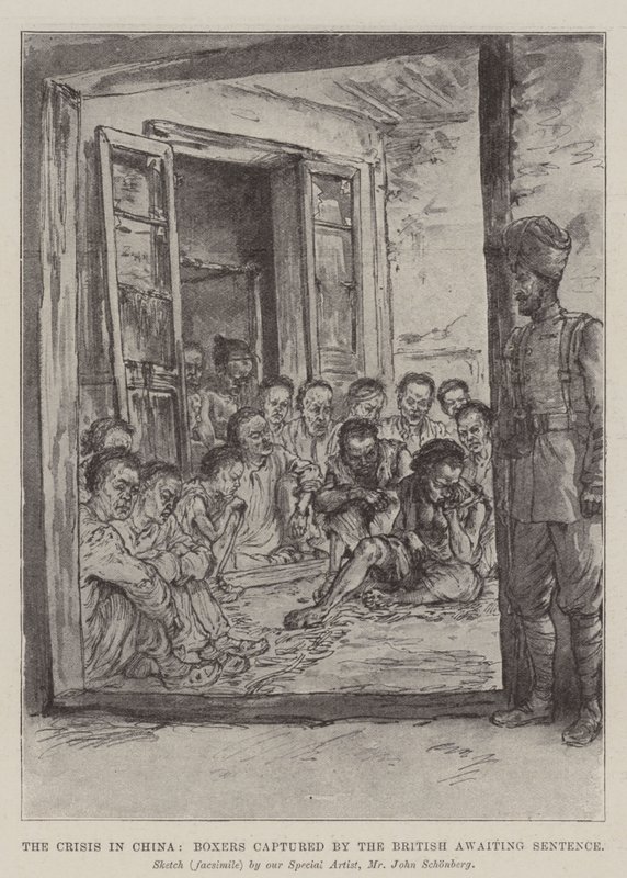 La crise en Chine, Boxers capturés par les Britanniques en attente de sentence - Johann Nepomuk Schonberg