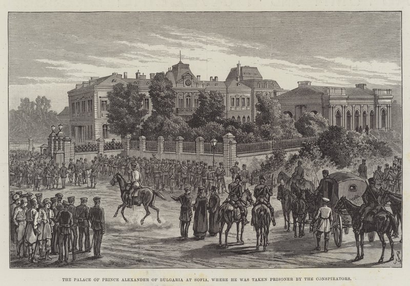 Le Palais du Prince Alexandre de Bulgarie à Sofia, où il a été fait prisonnier par les conspirateurs - Johann Nepomuk Schonberg