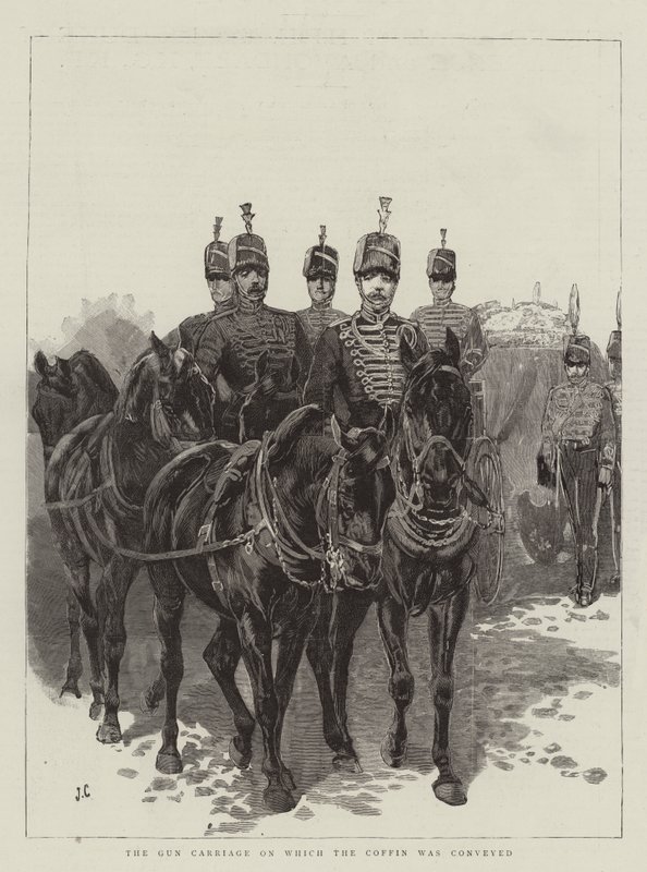 Le chariot funèbre sur lequel le cercueil a été transporté - John Charlton