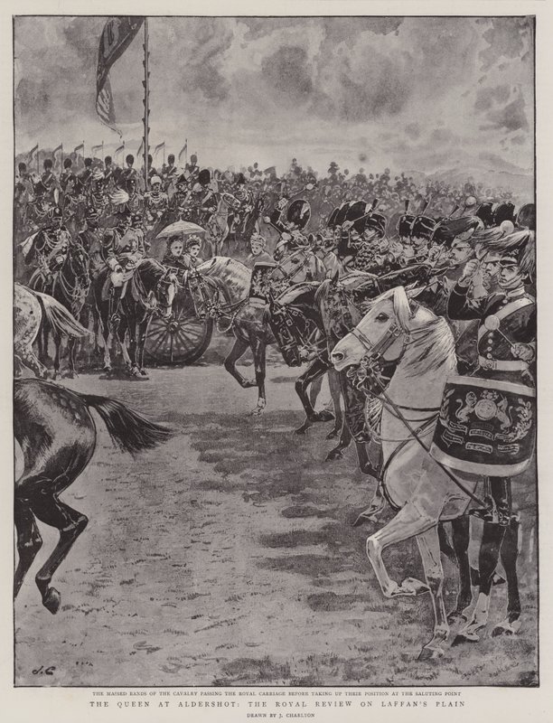 La Reine à Aldershot, la Revue Royale sur la plaine de Laffan - John Charlton
