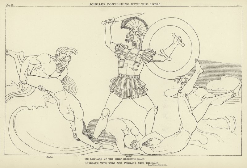 Achille luttant avec les rivières - John Flaxman