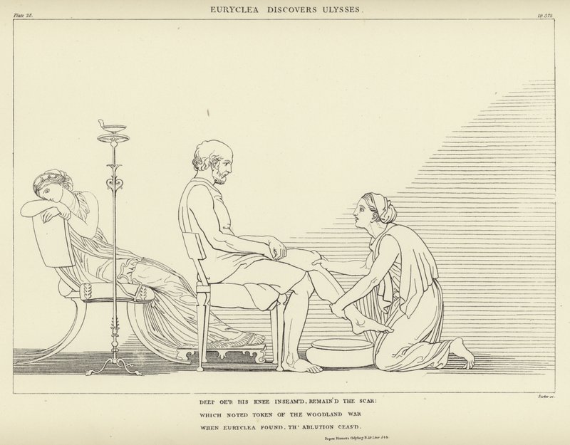 Euryclée découvre Ulysse - John Flaxman
