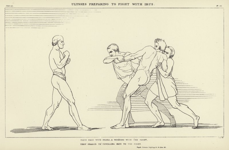 Ulysse se préparant à combattre avec Irus - John Flaxman