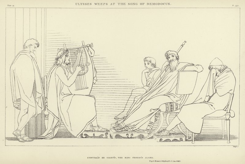 Ulysse pleure au chant de Démodocos - John Flaxman