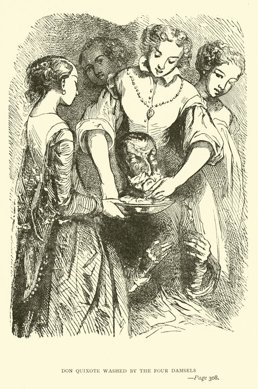 Don Quichotte lavé par les quatre demoiselles - John Gilbert