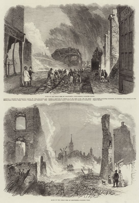 Ruines du grand incendie à Gravesend - John Skinner Prout