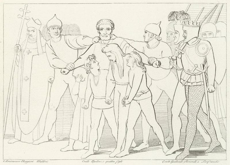 Comte Ugolin Saisi, Enfer, Chant 33 (gravure) - John (after) Flaxman