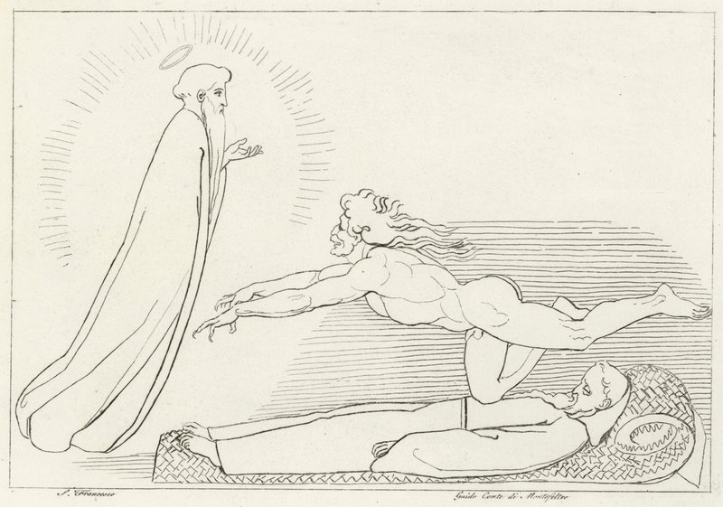 La Contention pour Guido De Montefeltro, Enfer, Chant 27 (gravure) - John (after) Flaxman