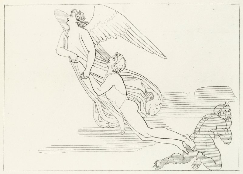 La Délivrance de Buonaconte, Purgatoire, Chant 5 (gravure) - John (after) Flaxman