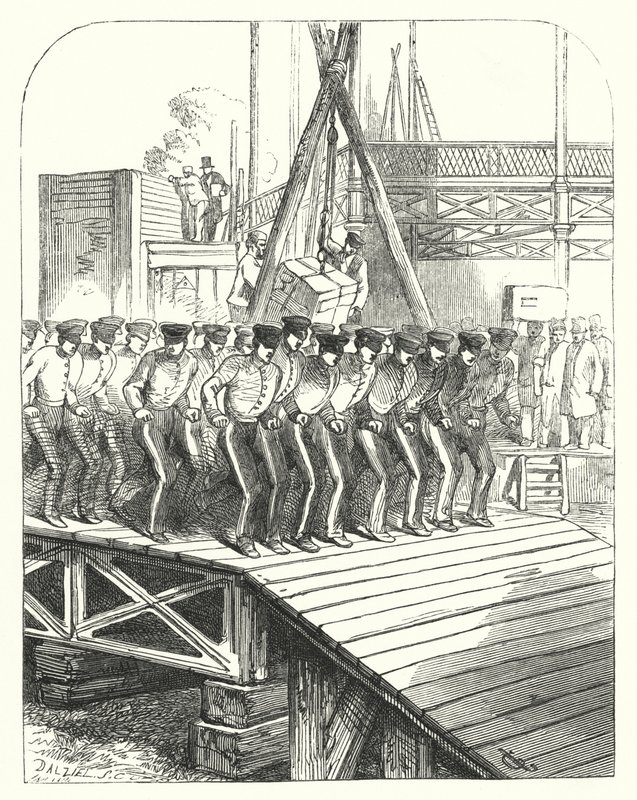 Sapeurs et mineurs travaillant sur le site du Crystal Palace, Hyde Park, Londres, lieu de la Grande Exposition de 1851 - John (after) Gilbert
