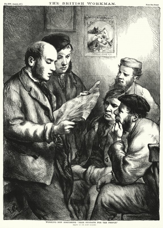 Ouvriers discutant "Dimanches Libres pour le Peuple" - John (after) Gilbert