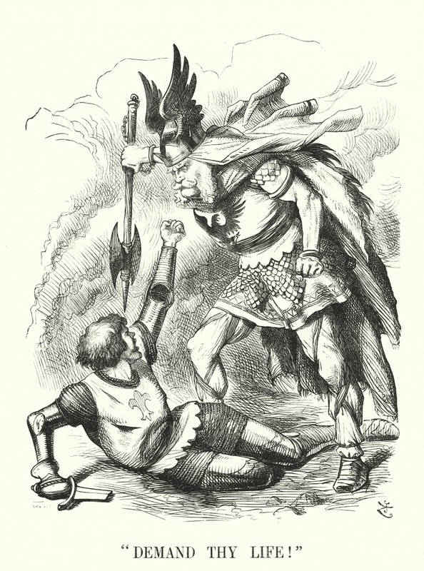 Caricature de Punch : Demande ta vie ! - Défaite de la France dans la guerre franco-prussienne - John (after) Tenniel