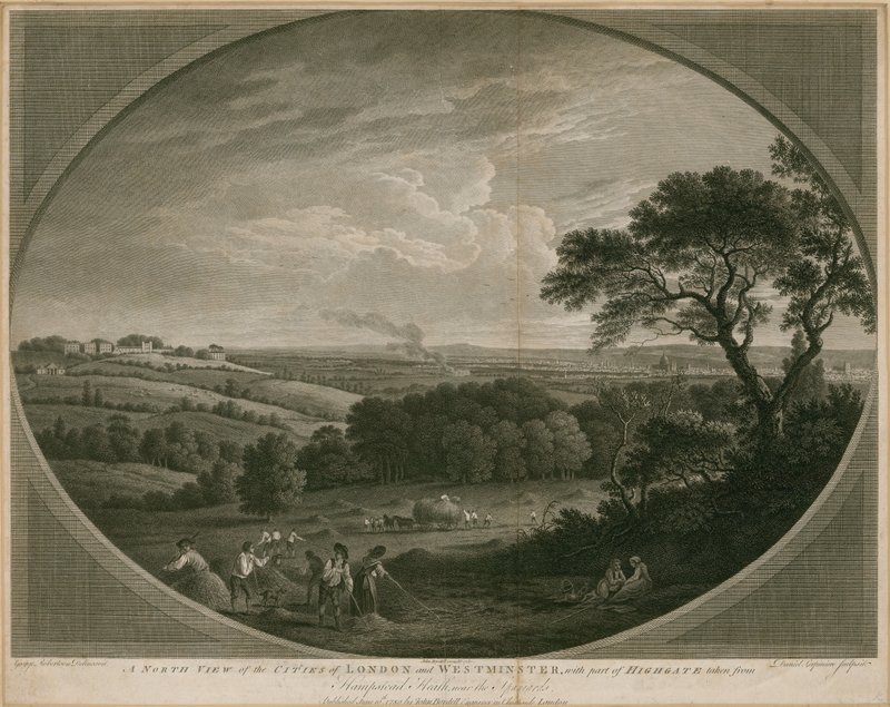Vue nord des villes de Londres et Westminster avec une partie de Highgate - John Boydell