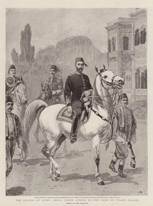 Le Sultan chez lui, Abdul Hamid chevauchant dans le Parc du Palais de Yildiz - John Charlton