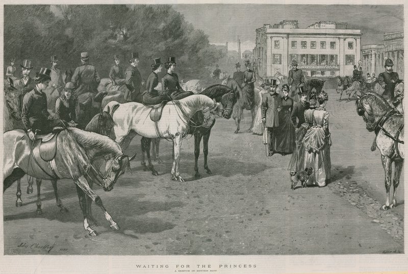 En attendant la princesse : une esquisse à Rotten Row, Hyde Park, Londres - John Charlton