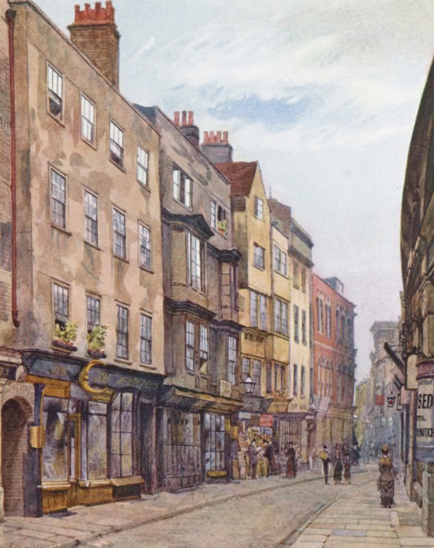 Londres perdu : Rue Holywell, vue vers l